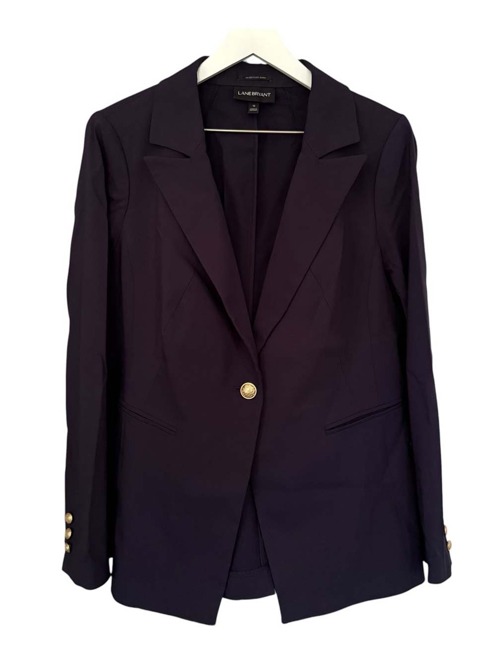 Lane Bryant The Bryant Blazer Women's Navy Blue One Button Blazer Size 16